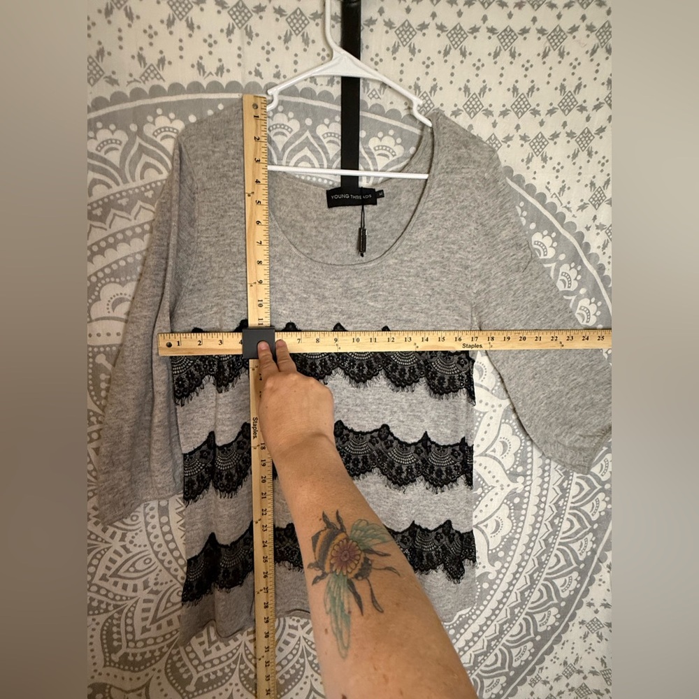 Young Threads Gray and Black Lace Sweater - Picture 3 of 3